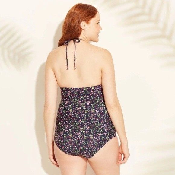 NWT Sea Angel Maternity One Piece Swimsuit Cherry Blossom Floral Print Stretch M - Picture 2 of 11